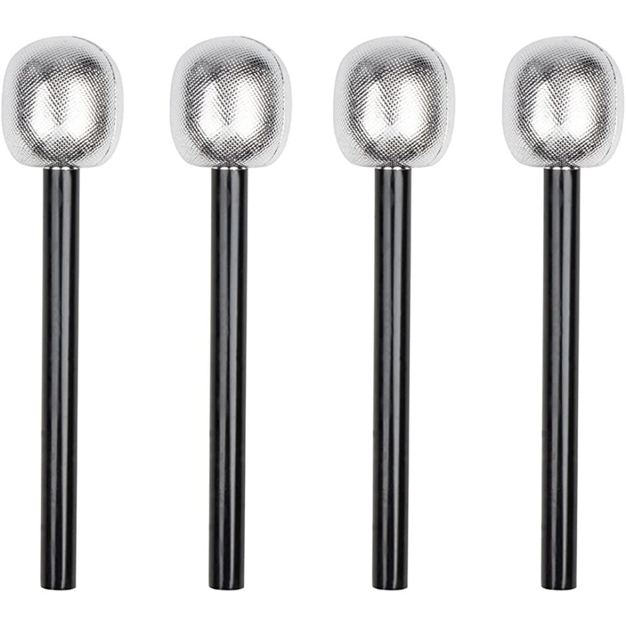 Microphone Prop - 4-Pack Pop Star Costume Accessories for Halloween, Dress-Up